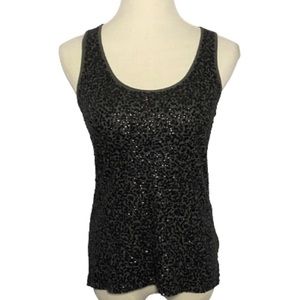 J. Crew Sleeveless Gray And Black Sequin Shirt Size XS